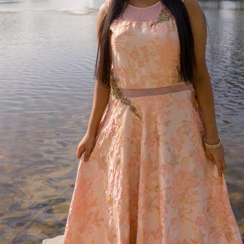 PINK AND GOLD PROM DRESS